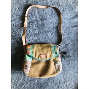 Burlap and fabric purse